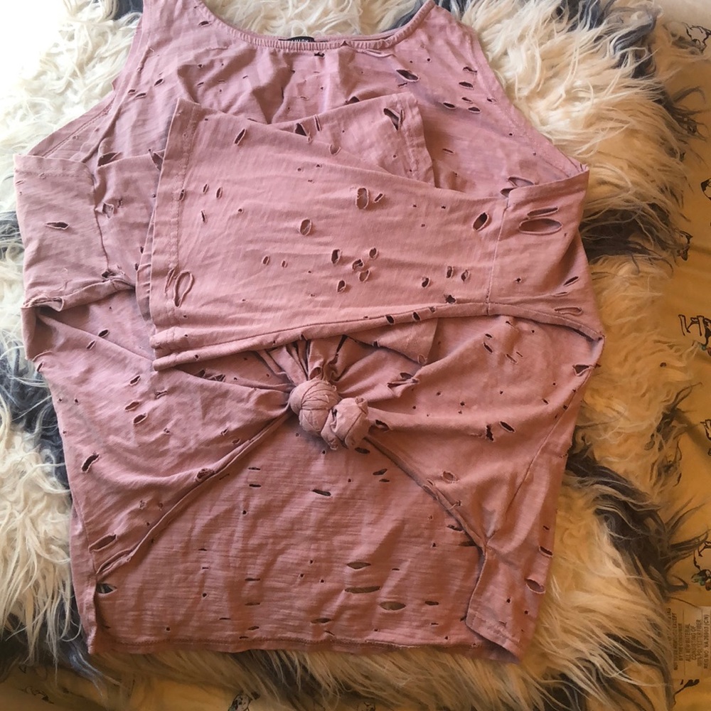 Pink distressed top